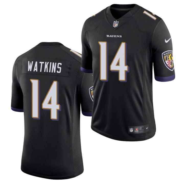 Men Baltimore Ravens #14 Sammy Watkins Nike Black Limited Game NFL Jersey